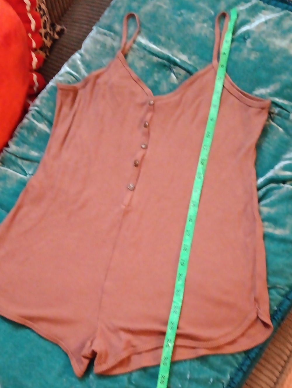 Bozzolo Brown Ribbed Button-Front Cami Romper - Picture 4 of 6